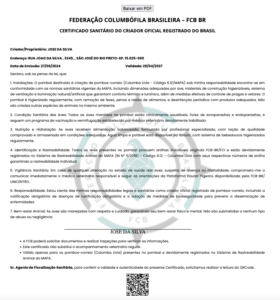 Certificado Sanitário do Criador Oficial Registrado do Brasil