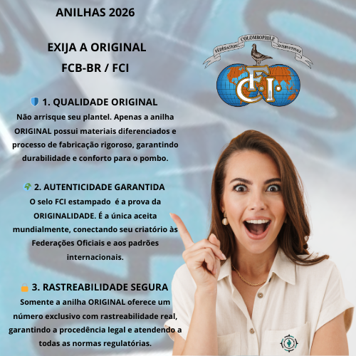 Anilhas Originais Oficiais 2026 FCB-BR/FCI - Kit 60 unidades - Imagem 2