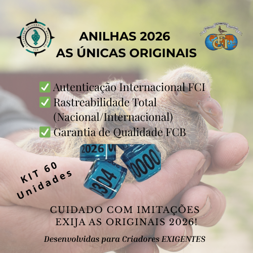 Anilhas Originais Oficiais 2026 FCB-BR/FCI - Kit 60 unidades