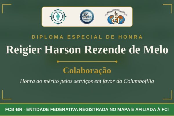 FCB concede Diploma Especial de Honra a Reigier Harson Rezende de Melo